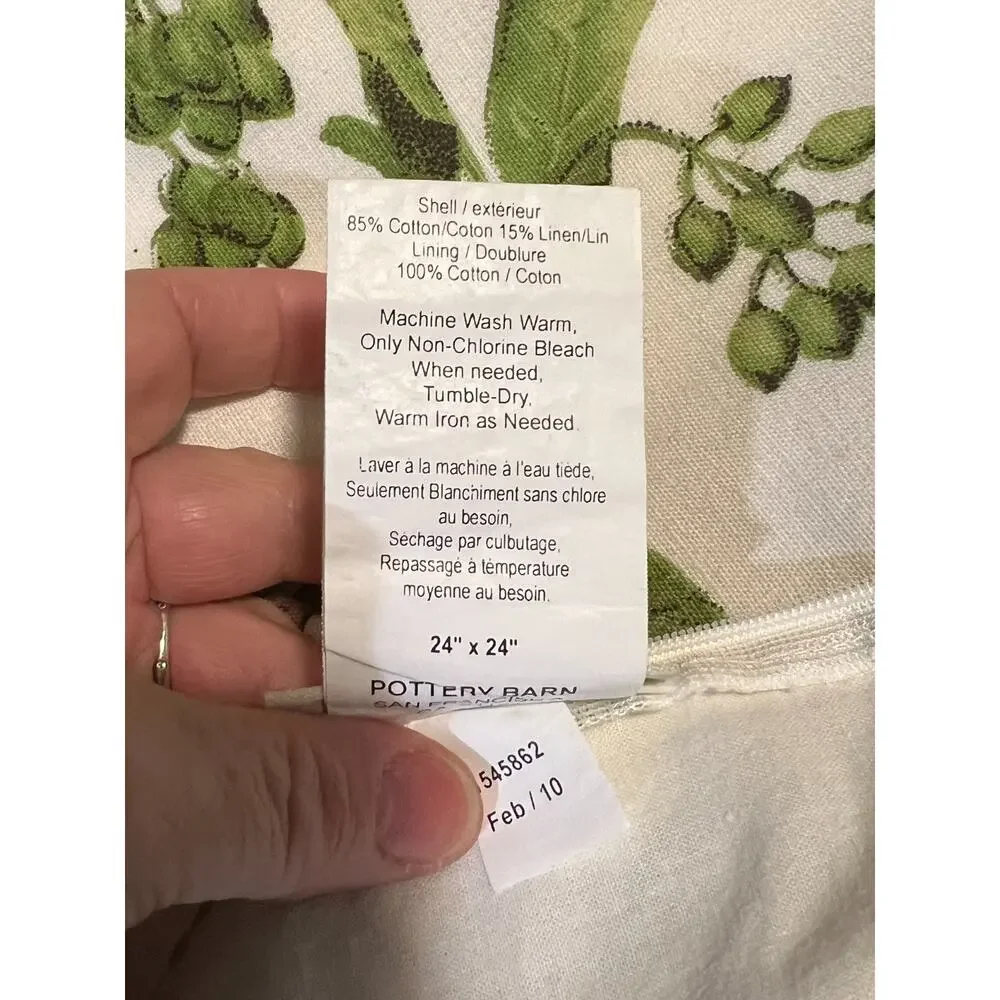 Pottery Barn Set of 2 Pheasant Bird Muted Linen Blend Pillow Covers 24